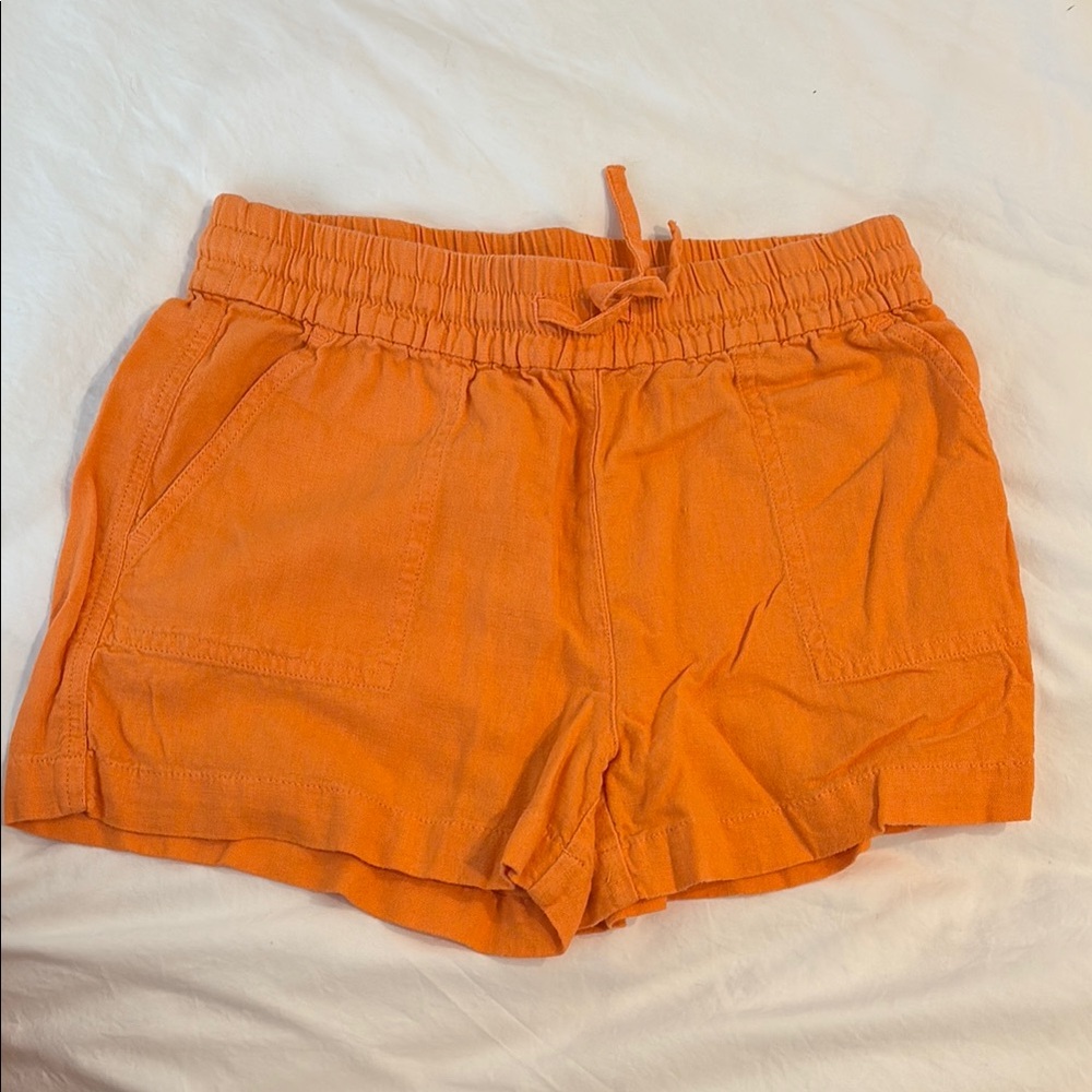 Orange Linen Shorts